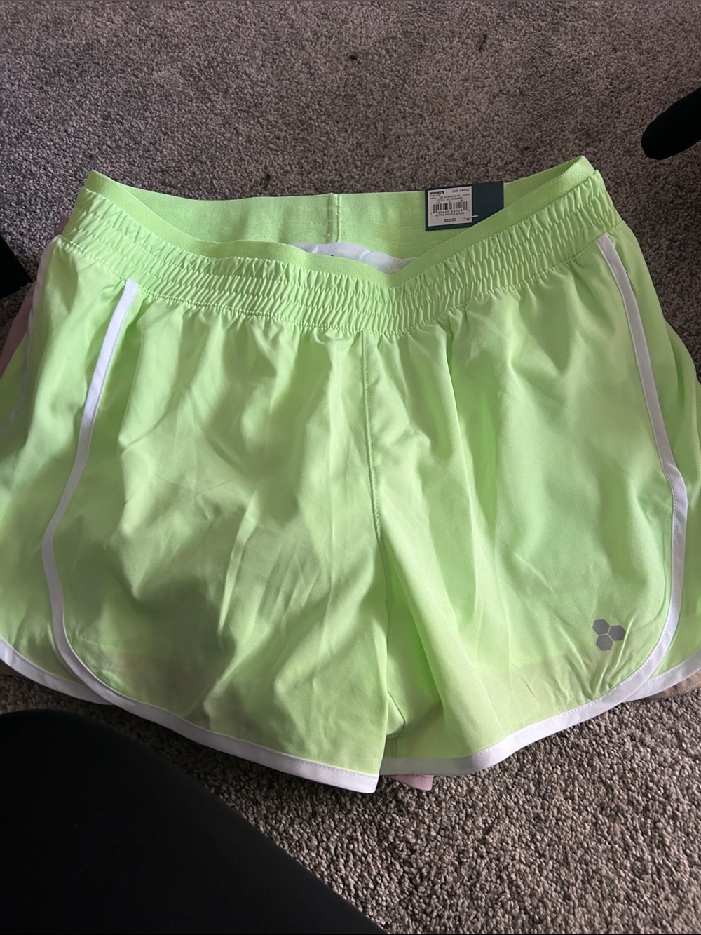 Kohl's Neon Lime Athletic Shorts with White Trim